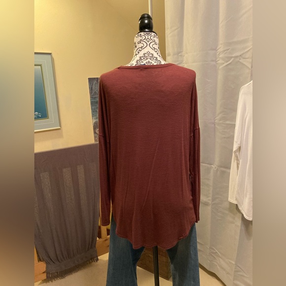 OLD NAVY ~ Rootbeer ~ Luxe Long-Sleeve Tunic T-Shirt (S) - Picture 5 of 7